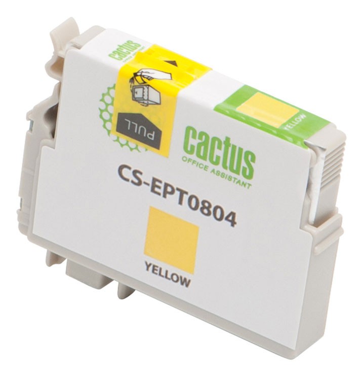 Картридж струйный Cactus CS-EPT0804 T0804 желтый (11.4мл) для Epson Stylus Photo P50/PX650/PX660/PX700/PX700W/PX710/PX710W/PX720/PX720WD/PX800/PX800FW/PX810/PX810FW/PX820/PX820FWD/R265/R285/R360/RX560/RX585/RX685 с чипом