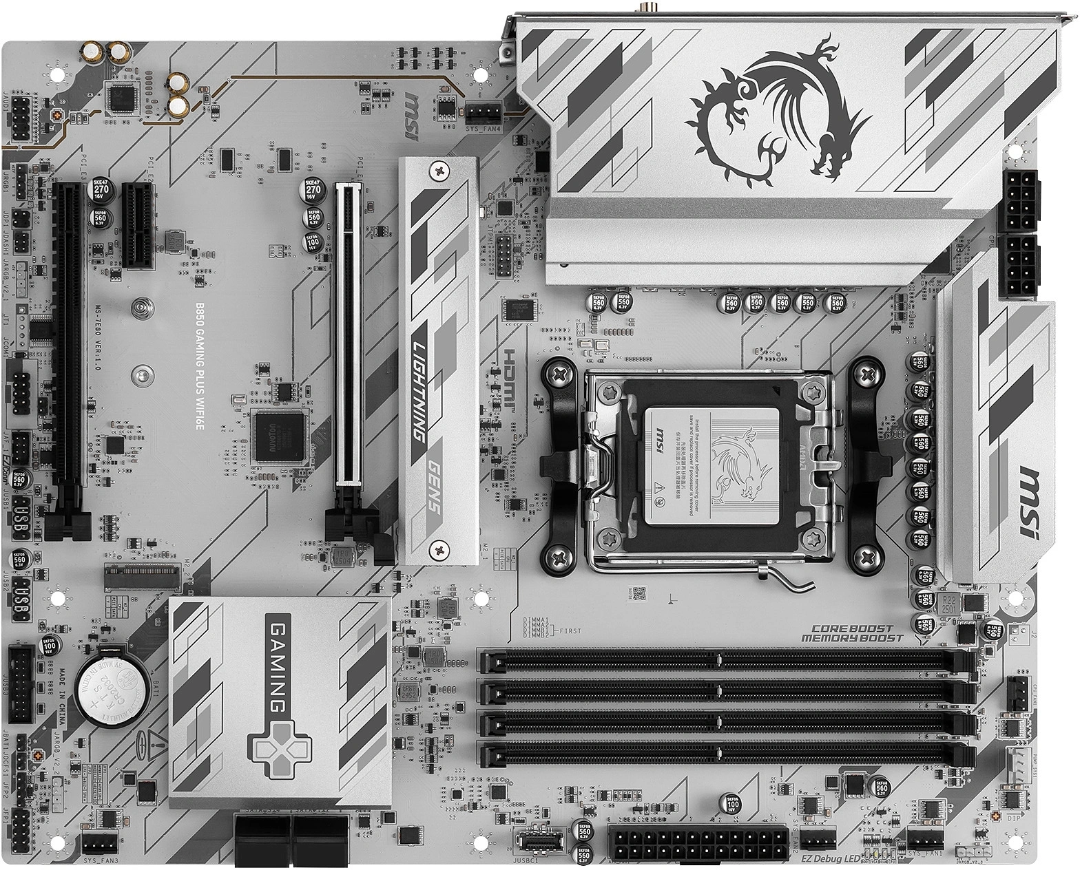 Материнская плата MSI B850 GAMING PLUS WIFI6E Socket AM5 AMD B850 4xDDR5 ATX AC`97 8ch(7.1) 2.5Gg RAID+HDMI+DP