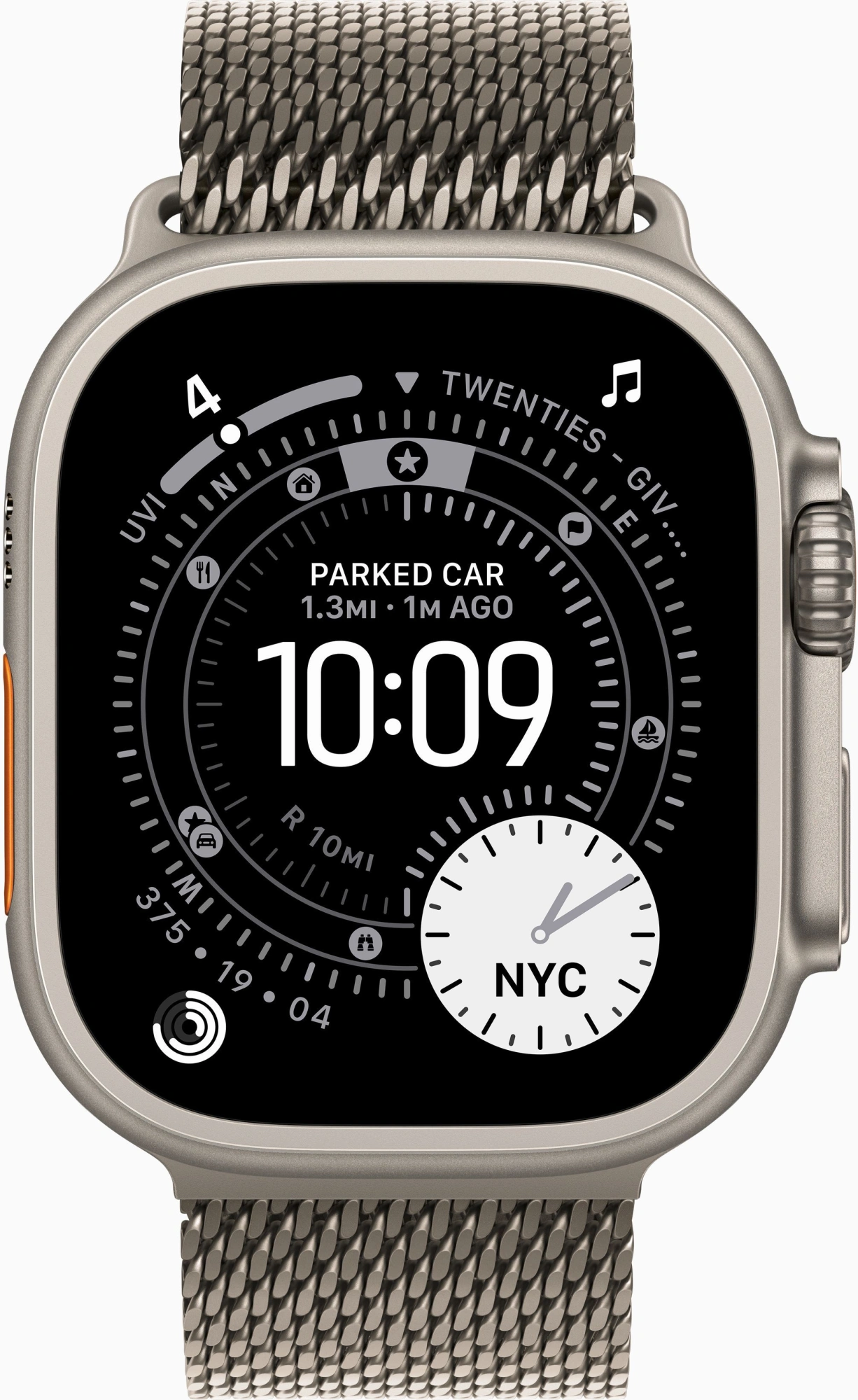 Смарт-часы Apple Watch Ultra 3 2025 A3281 49мм OLED корп.титан Milanese Loop рем.титан разм.брасл.:155-185мм (MEWY4ZP/A)