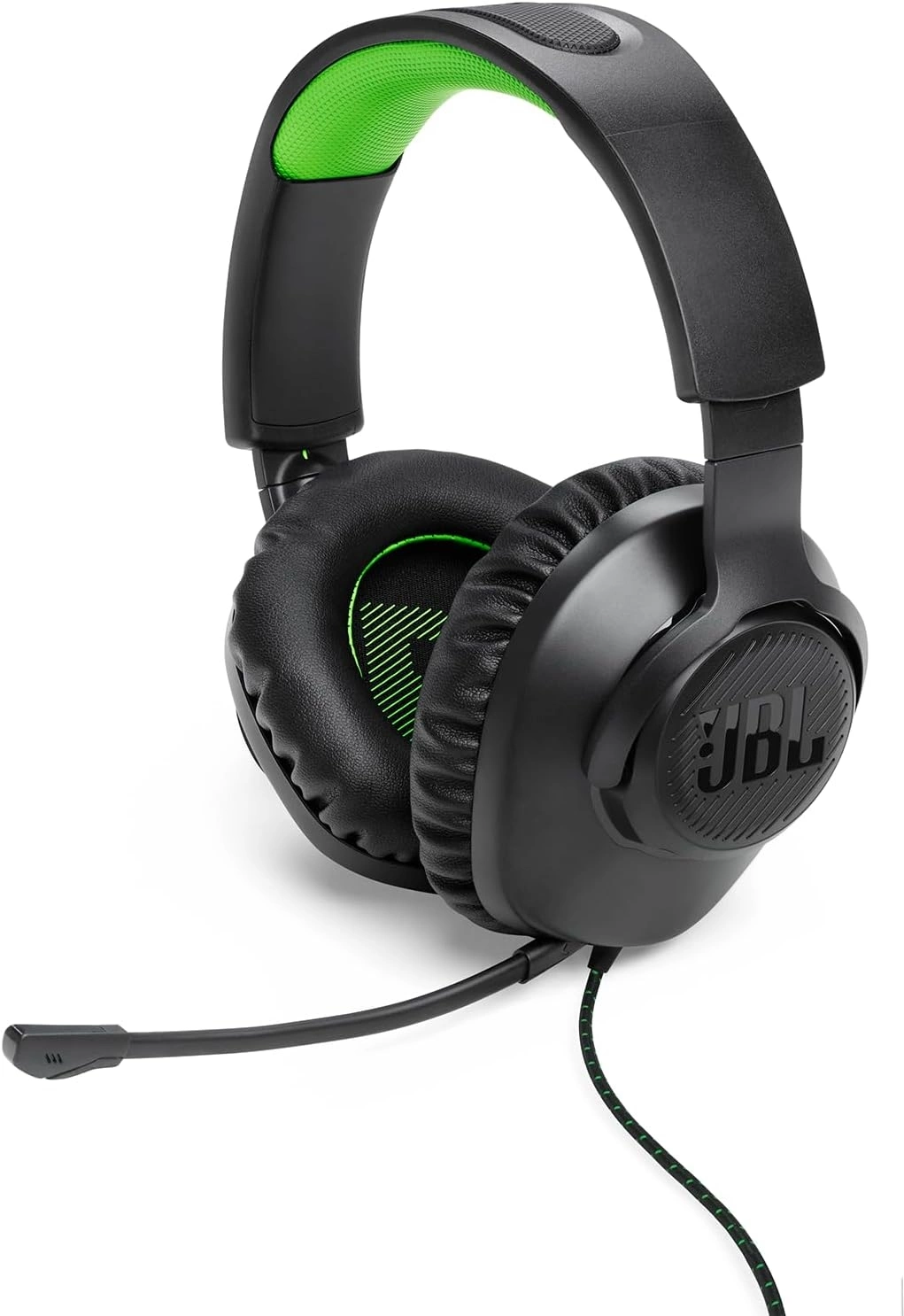 Гарнитура накладные JBL Quantum 100 1.2м черный/зеленый проводные оголовье (JBLQ100XBLKGRN)