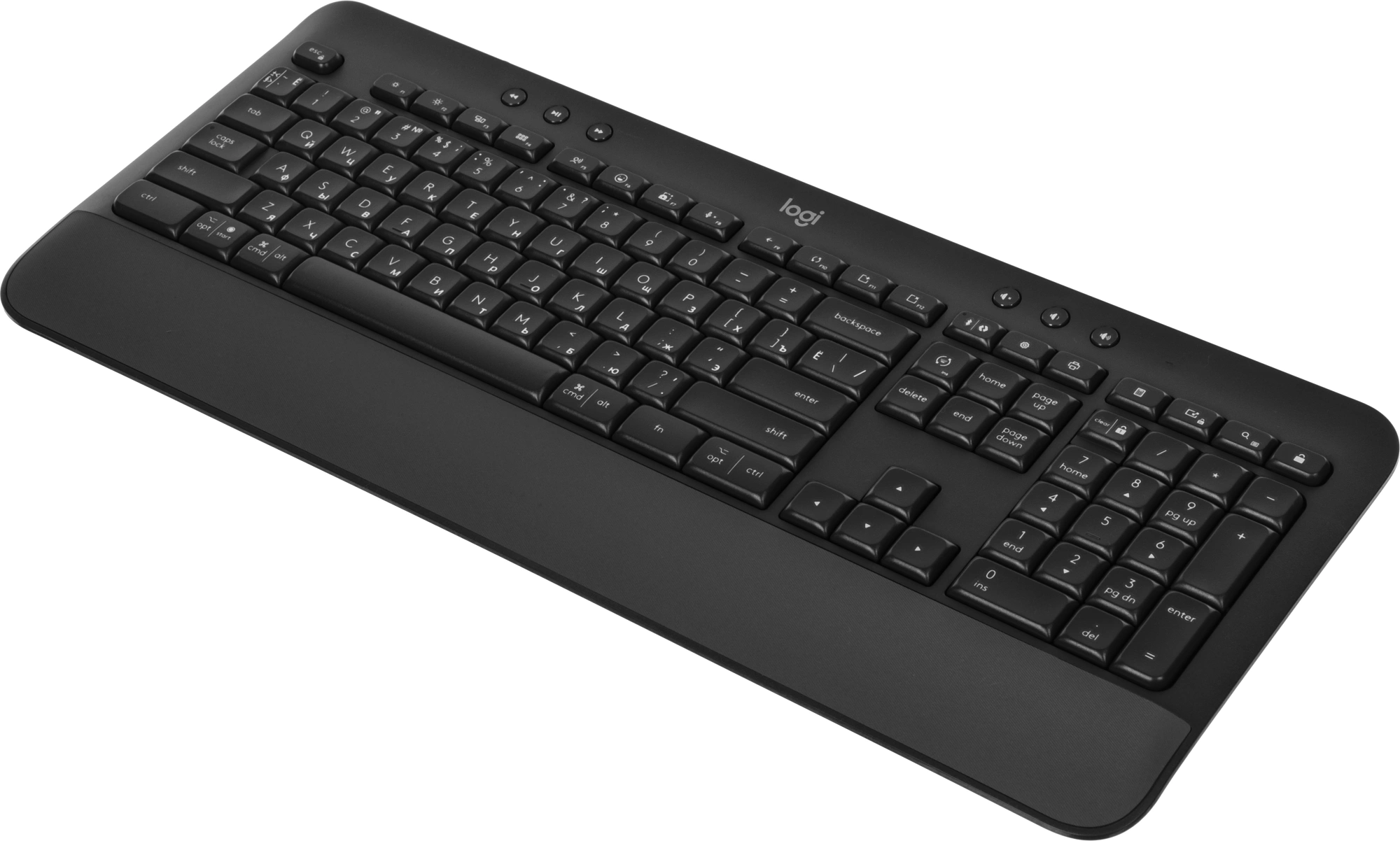 Клавиатура Logitech K650 черный USB беспроводная BT/Radio (подставка для запястий) (920-010954)