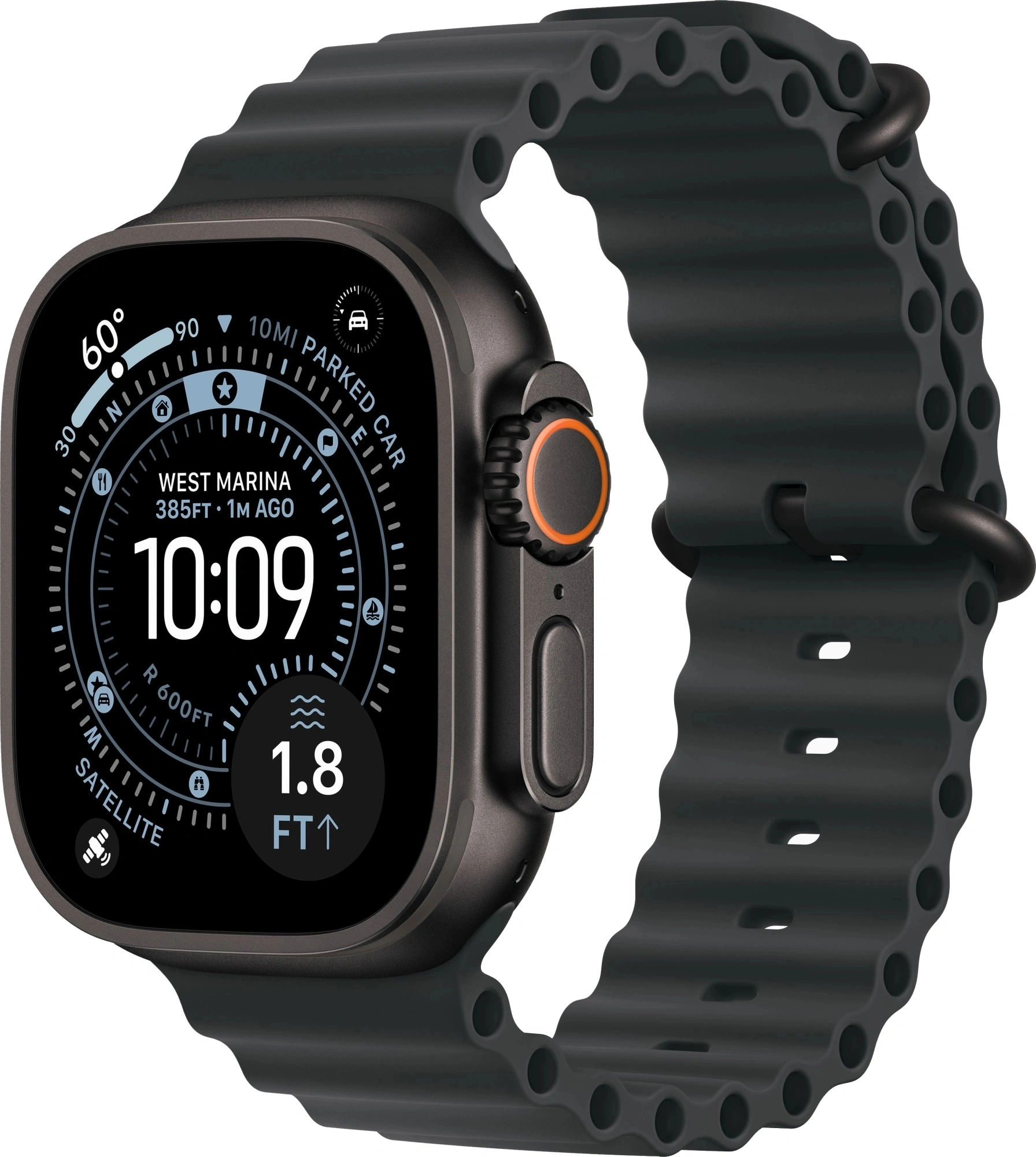 Смарт-часы Apple Watch Ultra 3 2025 A3281 49мм OLED корп.черный титан Ocean band рем.черный разм.брасл.:130-210мм (MF0J4ZP/A)