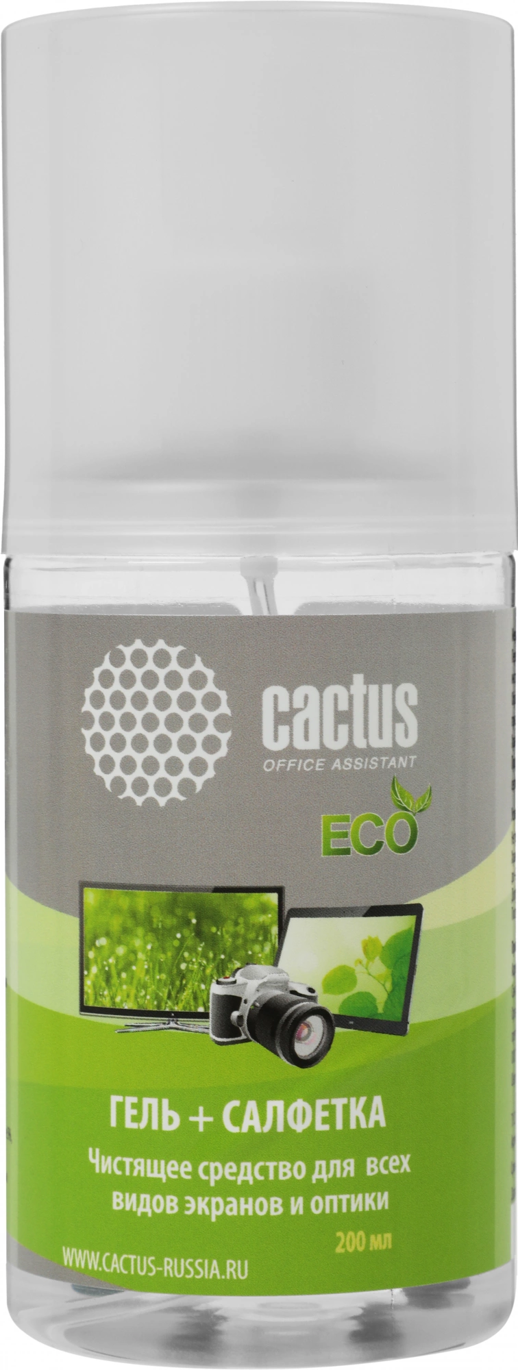 Чистящий набор (салфетка + гель) Cactus CS-S3004E для экранов и оптики 1шт 18x18см 200мл