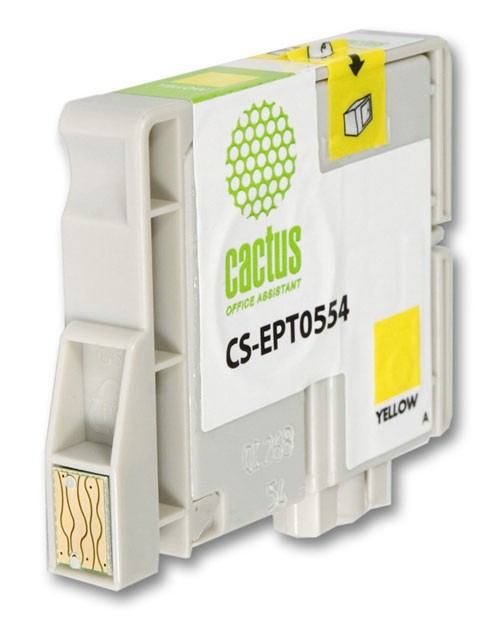 Картридж струйный Cactus CS-EPT0554 T0554 желтый (16мл) для Epson Stylus RX520/Stylus Photo R240 с чипом