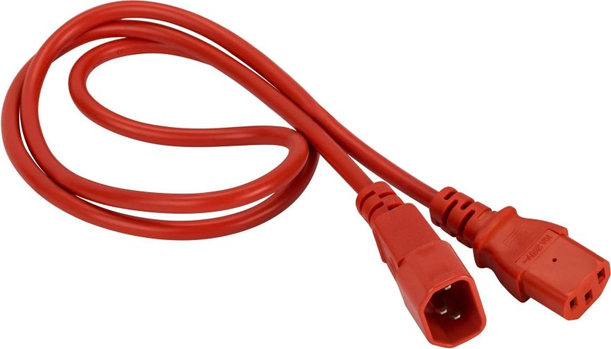 Шнур питания Lanmaster LAN-PP13/14-1.0-RD C13-С14 проводник.:3x0.75мм2 1м 220В 10А (упак.:1шт) красный