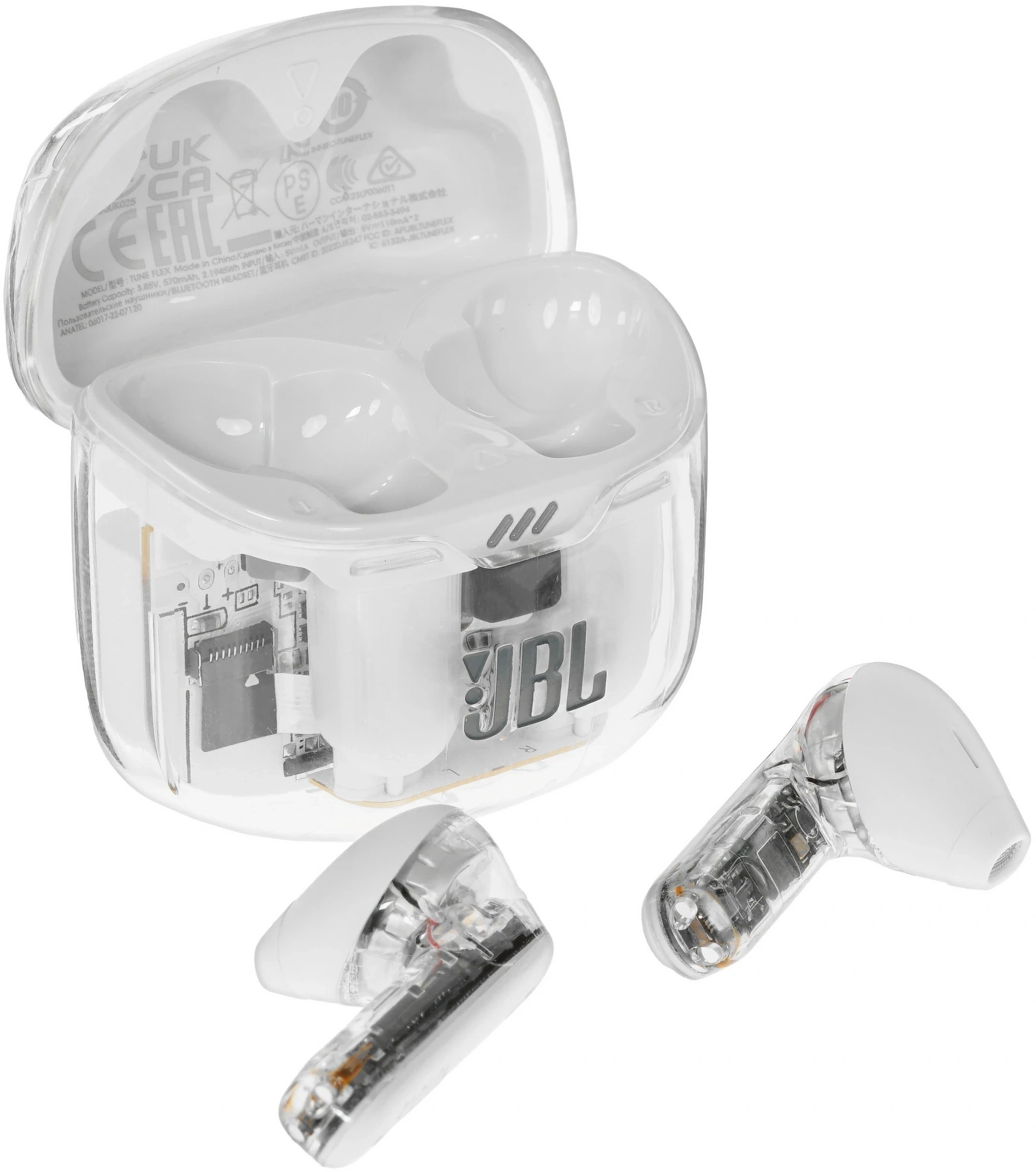 Гарнитура внутриканальные JBL Tune Flex Ghost белый беспроводные bluetooth в ушной раковине (JBLTFLEXGWHTCN)