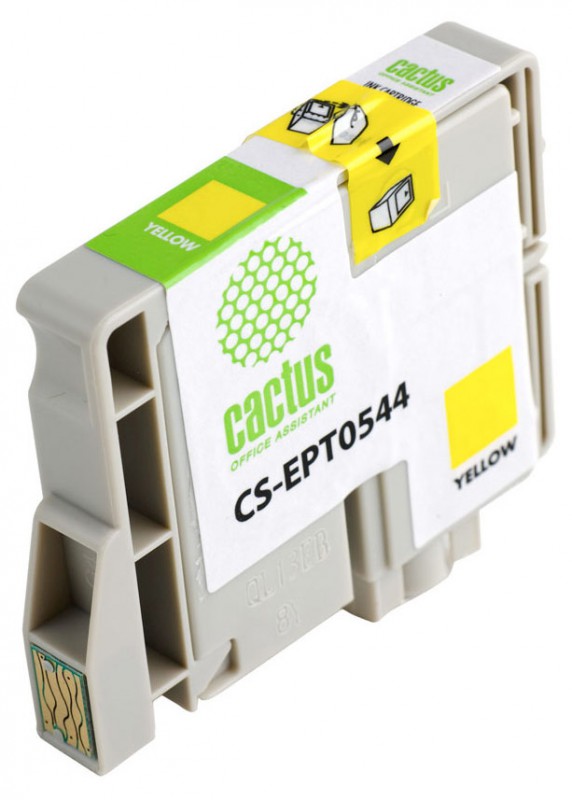 Картридж струйный Cactus CS-EPT0544 T0544 желтый (16.2мл) для Epson Stylus Photo R800/R1800 с чипом