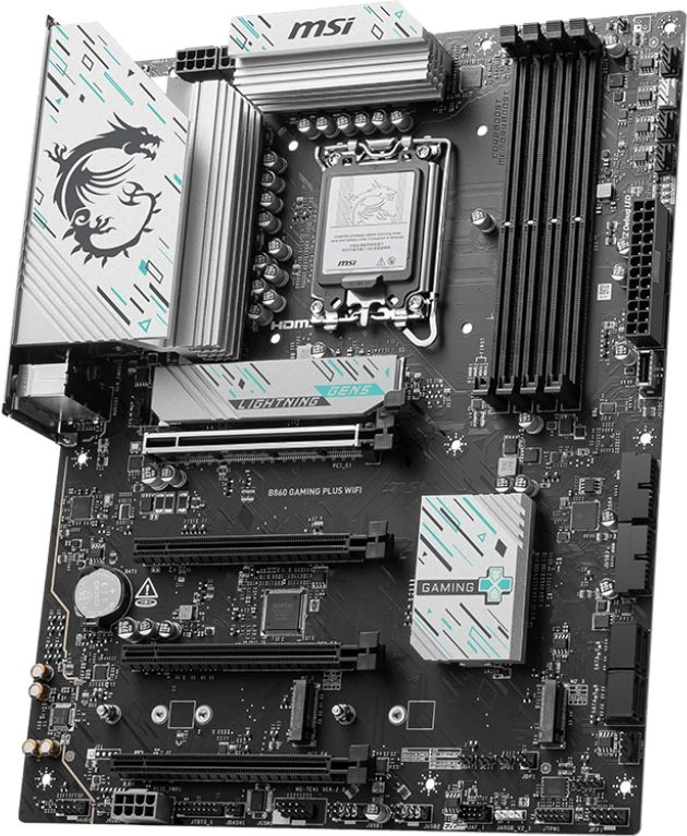 Материнская плата MSI B860 GAMING PLUS WIFI Soc-1851 Intel B860 4xDDR5 ATX AC`97 8ch(7.1) 5Gigabit RAID+HDMI+DP