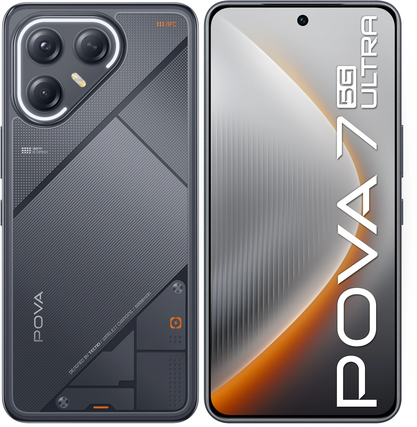 Смартфон Tecno Pova 7 Ultra 5G 256Gb 12Gb черный моноблок 3G 4G 2Sim 6.67" 1260x2800 Android 15 108Mpix 802.11 a/b/g/n/ac/ax NFC GPS GSM900/1800 Protect