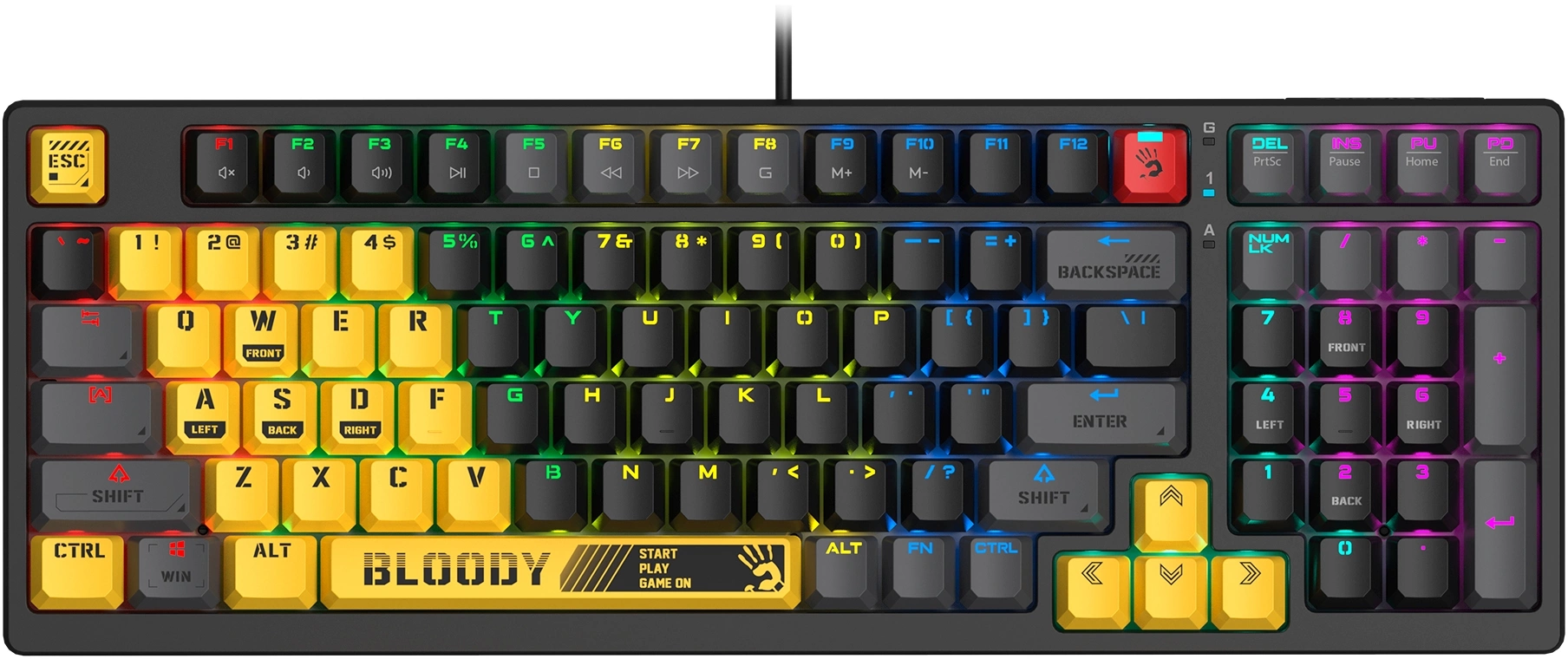 Клавиатура A4Tech S98 Sports механическая желтый/серый USB for gamer LED (S98 SPORTS LIME BLMS RED PLUS) кабель 1.8м