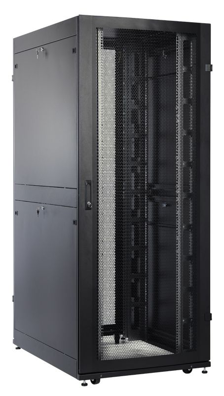 Шкаф серверный ЦМО (ШТК-СП-48.8.10-44АА-9005) напольный 48U 800x1000мм пер.дв.перфор. 4 бок.пан. задн.дв.перфор. 1350кг черный 690мм 161кг 180град. 2215мм