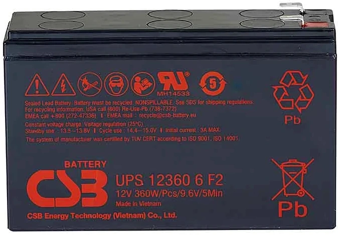 Батарея для ИБП CSB UPS123606 F2 12В 7.5Ач