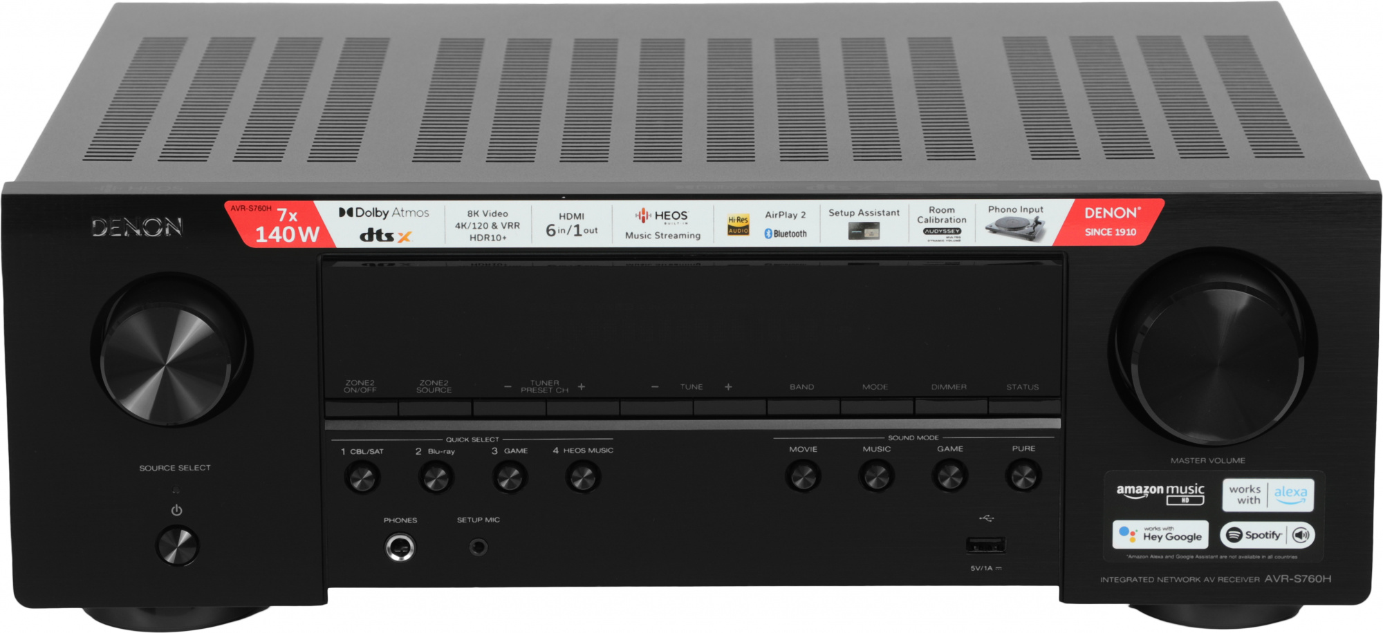 Ресивер AV Denon AVR-S760H 7.2 черный
