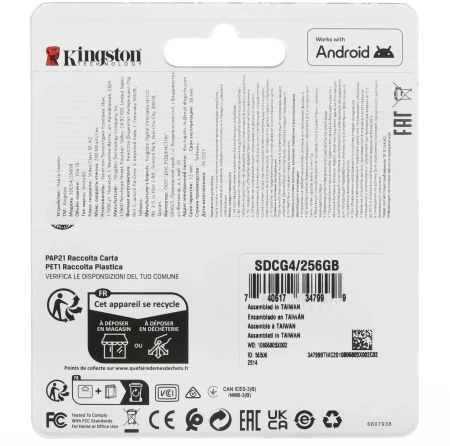 Флеш карта microSDXC 256GB Kingston SDCG4/256GB Canvas Go! Plus A2 + adapter