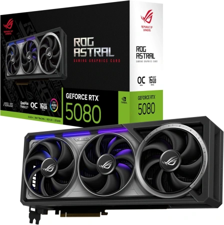 Видеокарта Asus PCI-E 5.0 ROG-ASTRAL-RTX5080-O16G-GAMING NVIDIA GeForce RTX 5080 16Gb 256bit GDDR7 2760/30000 HDMIx2 DPx3 HDCP Ret