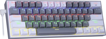 Клавиатура Redragon Fizz механическая белый/серый USB Multimedia for gamer LED (72602) кабель 1.8м
