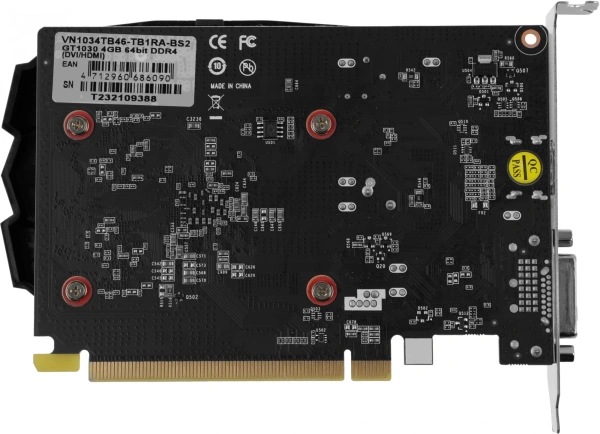 Видеокарта Biostar PCI-E 3.0 VN1034TB46 NVIDIA GeForce GT 1030 4Gb 64bit DDR4 1152/2000 DVIx1 HDMIx1 HDCP Ret