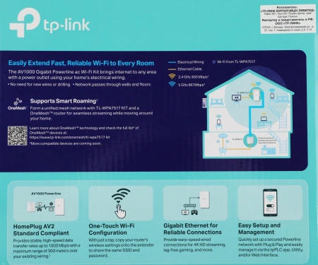 Сетевой адаптер HomePlug AV TP-Link TL-WPA7517 KIT AV1000 Gigabit Ethernet (упак.:2шт)