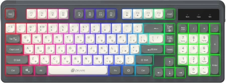 Клавиатура Оклик 731G серый/белый USB Multimedia for gamer LED кабель 1.5м