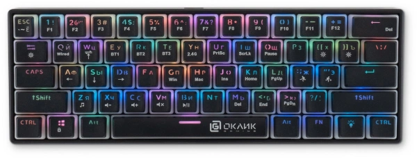 Клавиатура Оклик K763W механическая черный USB беспроводная BT/Radio Multimedia for gamer LED (1920548)