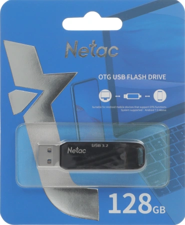 Флеш Диск Netac 128GB US1 NT03US11C-128G-32BK USB3.2 черный/серебристый