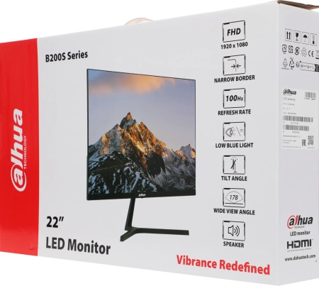 Монитор Dahua 21.5" DHI-LM22-B200S черный VA LED 5ms 16:9 HDMI M/M матовая 3000:1 250cd 178гр/178гр 1920x1080 100Hz VGA FHD 2кг