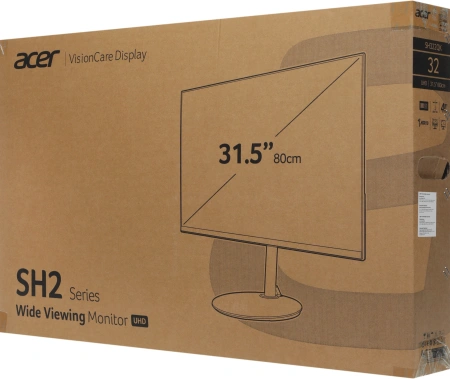 Монитор Acer 31.5" SH322QKbmiiphx черный VA LED 4ms 16:9 HDMI M/M матовая HAS Piv 250cd 178гр/178гр 3840x2160 60Hz FreeSync DP WQ HD 2K (1440p) 7.49кг