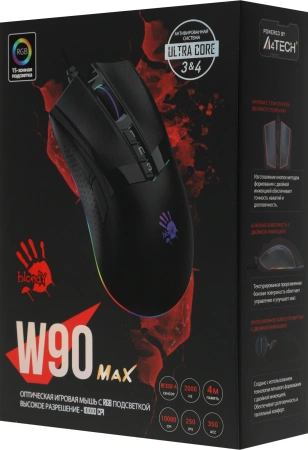 Мышь A4Tech Bloody W90 Max черный оптическая 10000dpi USB 7but (W90 MAX ( STONE BLACK))