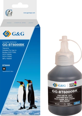 Чернила G&G GG-BT6000BK черный108мл для Brother DCP-T300/T500W/T700W/MFC-T800W
