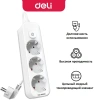 Сетевой фильтр Deli ET431 1.8м (3 розетки) белый (пакет ПЭ)