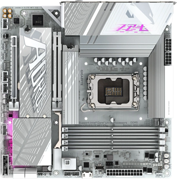 Материнская плата Gigabyte Z890M AORUS ELITE WIFI7 ICE Soc-1851 Intel Z890 4xDDR5 mATX AC`97 8ch(7.1) 2.5Gg RAID+DP
