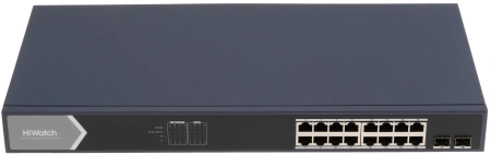 Коммутатор HiWatch DS-S1816GP (L2) 16x100Мбит/с 1x1Гбит/с 16PoE 125W неуправляемый