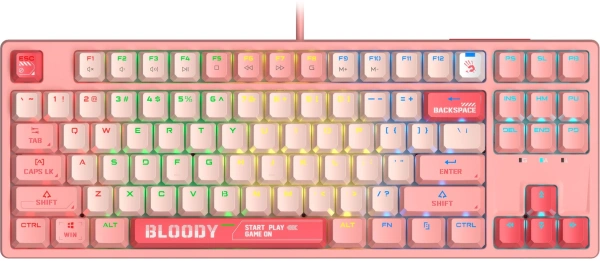 Клавиатура A4Tech S87 Energy механическая розовый USB for gamer LED (S87 USB ENERGY PINK) кабель 1.8м