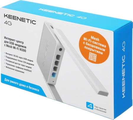 Роутер беспроводной Keenetic 4G (KN-1213) N300 10/100BASE-TX/4G ready белый