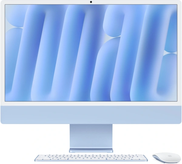 Моноблок Apple iMac A3137 24" 4.5K M4 10 core (4) 24Gb SSD512Gb 10 core GPU macOS WiFi BT 143W клавиатура мышь Cam синий 4480x2520