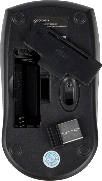 Мышь Оклик 540MW черный оптическая 1200dpi беспров. USB для ноутбука 3but (1175373)