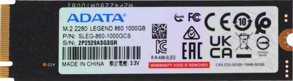 Накопитель SSD A-Data PCIe 4.0 x4 1TB SLEG-860-1000GCS Legend 860 M.2 2280