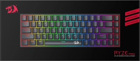 Клавиатура Redragon Ryze Pro механическая черный USB беспроводная BT/Radio Multimedia for gamer LED (71394) кабель 1.8м
