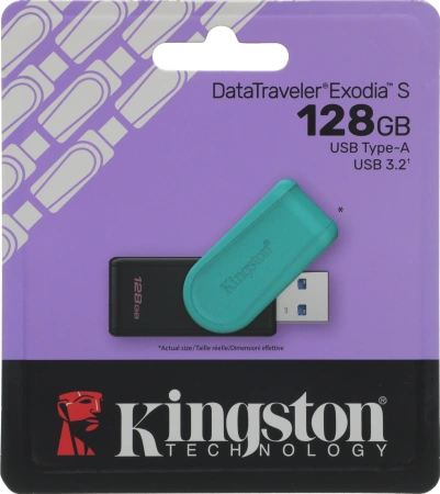 Флеш Диск Kingston 128GB DataTraveler Exodia S DTXS/128GB USB3.0 бирюзовый/черный