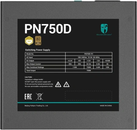 Блок питания Deepcool ATX 750W Gamer Storm PN750D Gen.5 80+ gold (20+4pin) APFC 120mm fan 8xSATA RTL