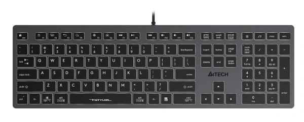 Клавиатура A4Tech FX60 серый USB slim LED (FX60 GREY / WHITE) кабель 1.5м