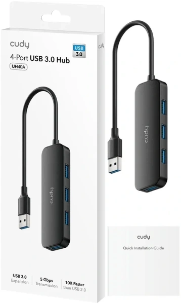 Разветвитель USB 3.0 Cudy UH40A 4порт. черный