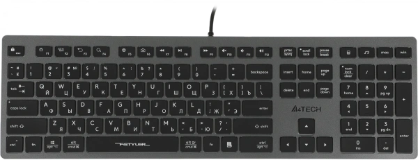 Клавиатура A4Tech FX60H серый USB slim LED (FX60H GREY/WHITE) кабель 1.5м