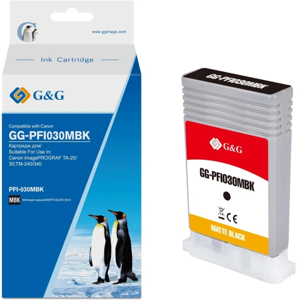 Картридж струйный G&G GG-PFI030MBK PFI-030MBK черный матовый (55мл) для Canon imagePrograf TA-20/30 TM-240/340