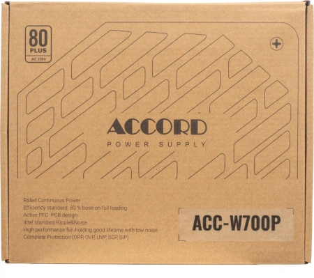 Блок питания Accord ATX 700W ACC-W700P 80 PLUS WHITE (20+4pin) 120mm fan 6xSATA RTL