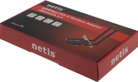 Сетевой адаптер Wi-Fi + Bluetooth Netis F1 AX3000 PCI Express (ант.внеш.съем) 2ант.
