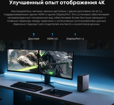 ПК Мини Chuwi CoreBox i7 13620H (2.4) 16Gb SSD512Gb UHDG Windows 11 Pro GbitEth WiFi BT 120W серый