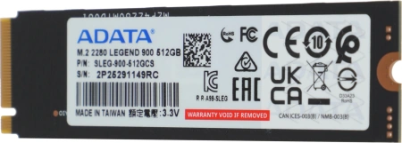 Накопитель SSD A-Data PCIe 4.0 x4 512GB SLEG-900-512GCS Legend 900 M.2 2280