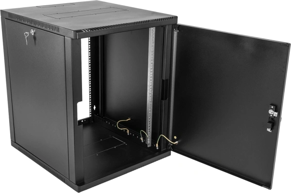 Шкаф коммутационный ЦМО (ШРН-12.500.1-9005) настенный 12U 600x529мм пер.дв.стал.лист 200кг черный 470мм 18кг 180град. 612мм металл