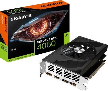 Видеокарта Gigabyte PCI-E 4.0 GV-N4060D6-8GD NVIDIA GeForce RTX 4060 8Gb 128bit GDDR6 2460/17000 HDMIx2 DPx2 HDCP Ret